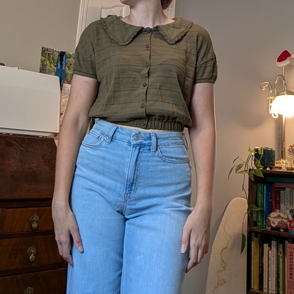 Madewell Olive Button-Down Shirt - Picture 3 of 3